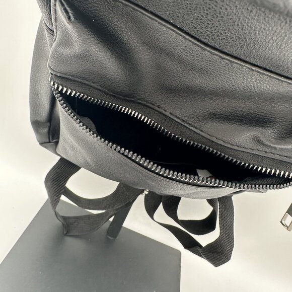 Mini Black Backpack With Zippered Pockets & Adjustable Straps - Picture 4 of 5
